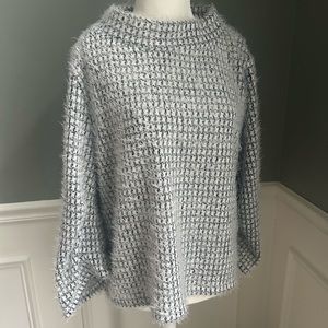 Vince Camuto black/white mock neck fuzzy sweater large